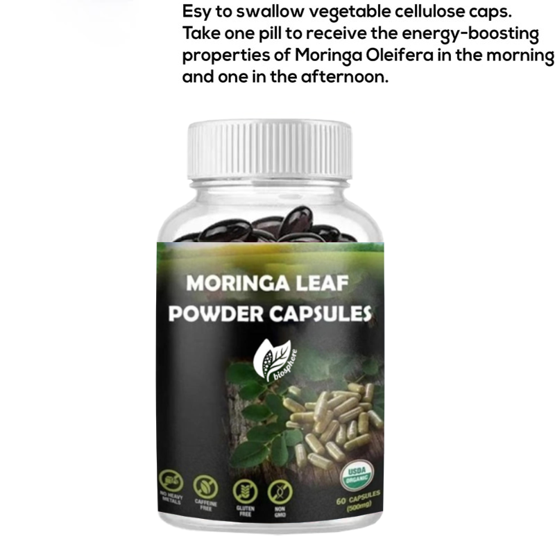 Cápsulas de Pó de Folha de Mor - Moringa Leaf Powder avaliação e preço