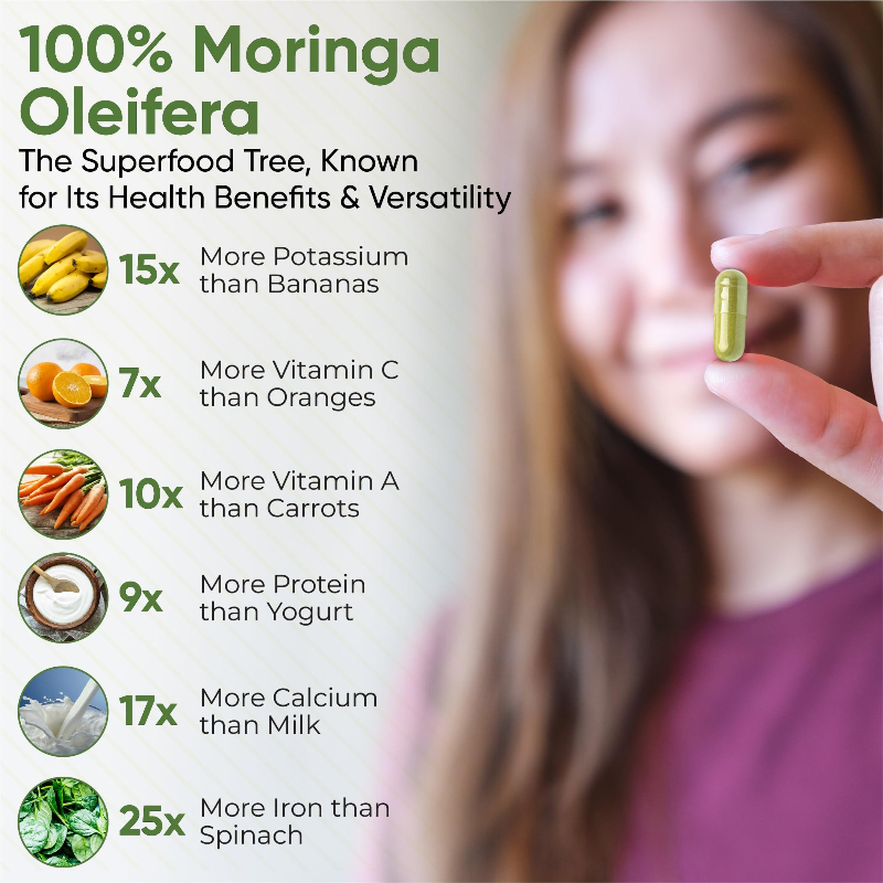 Cápsulas naturais de Moringa - - Moringa Leaf Powder avaliação e preço